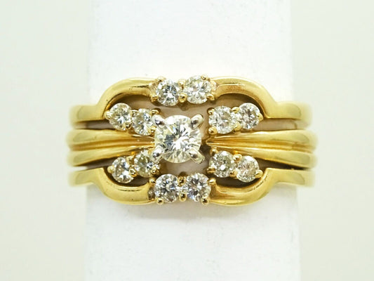 0.40ct tw Natural Diamond 3pc Stackable Band Ring Set 14k Gold