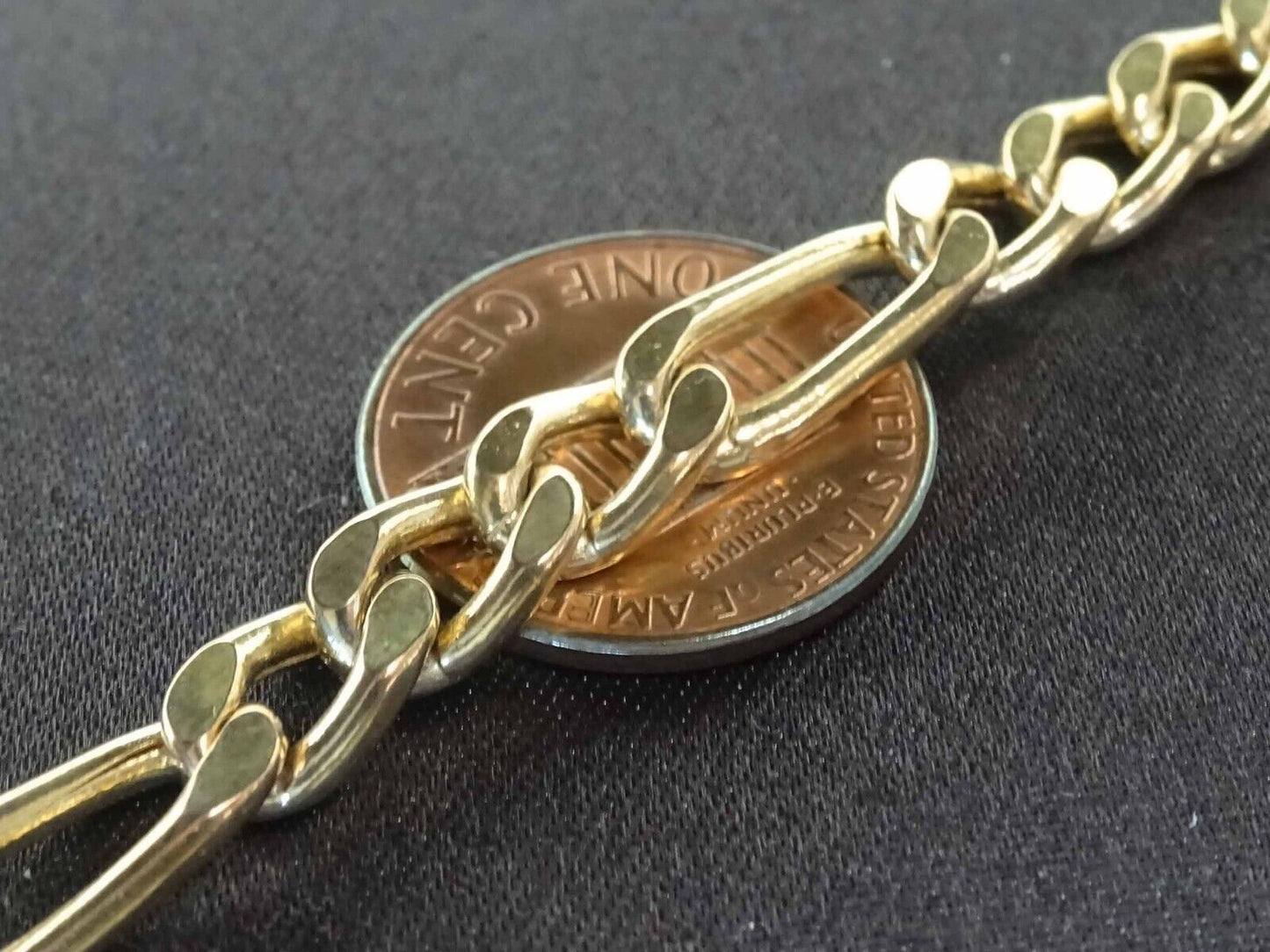 Men's 6mm Wide Figaro Link Chain Necklace 10k Gold 22" Long 24.9 Grams