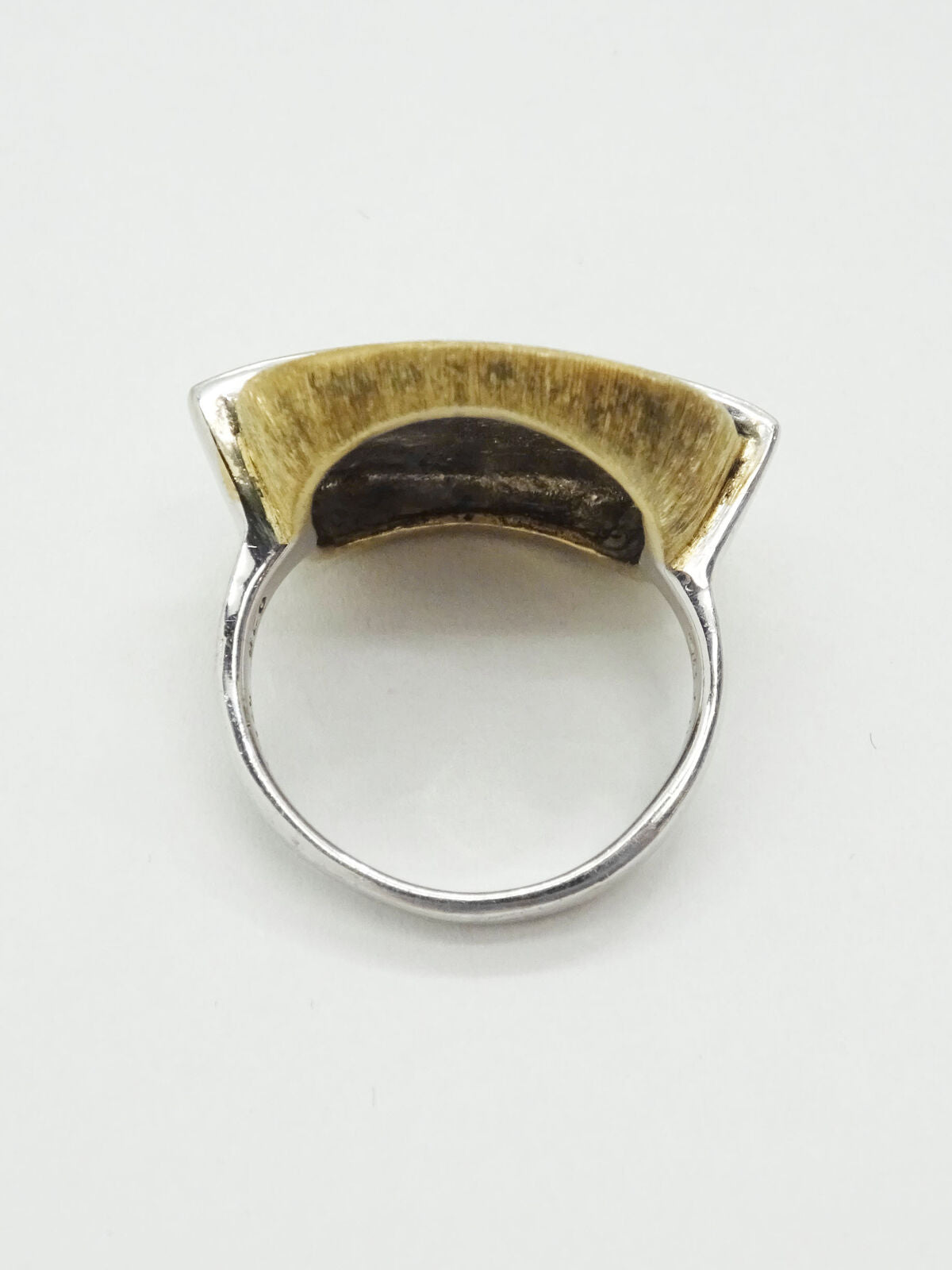 Brushed 2-Tone Sterling Silver Statement Ring Size 6