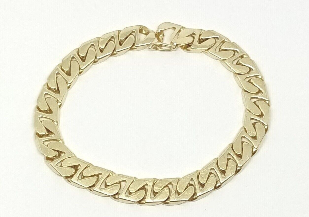 Men's 9mm Wide 14k Gold Cuban Link Chain Bracelet, 8'' Long, 35.8 grams