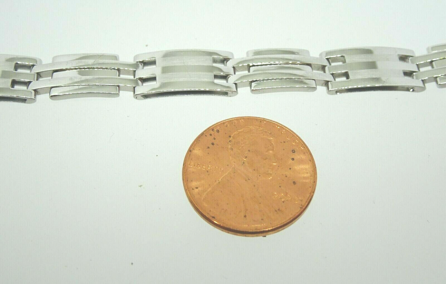 Real 14K White Gold Link Bracelet 8.25" Long Made in Italy