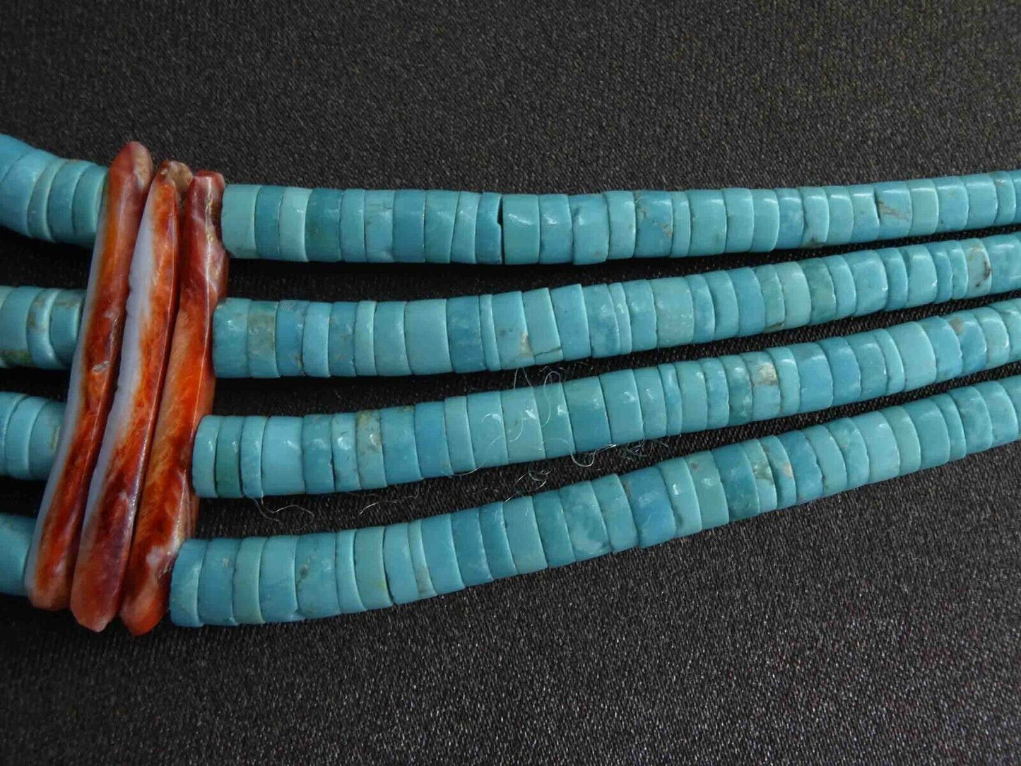 Vintage Native American Turquoise & Spiny Oyster Heishi Ceremonial Necklace