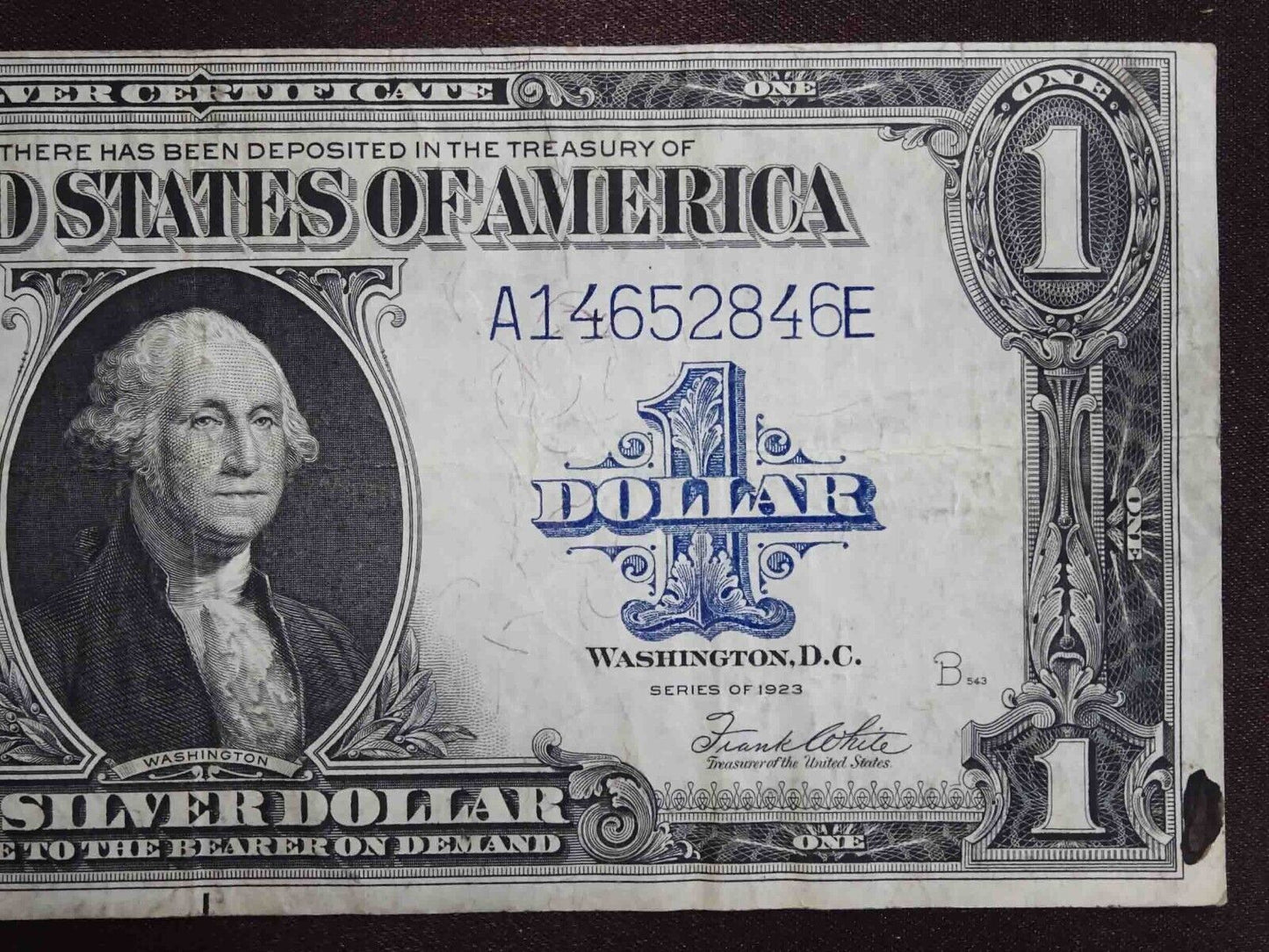 1923 $1 One Dollar Silver Certificate Large Note Serial #A14652846E