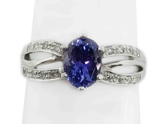 LeVian 1.75ct tw Tanzanite & Diamond Swirl Ring 14k White Gold Size 10.25