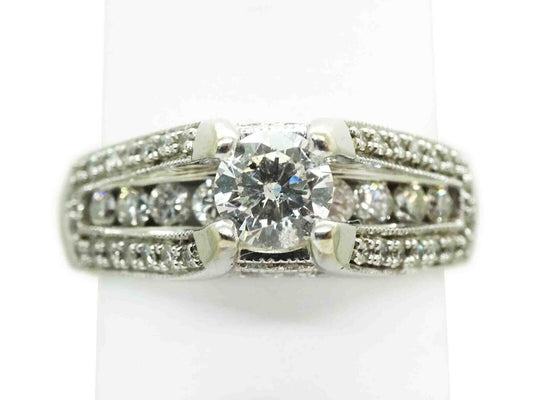 1.10ct tw Natural Diamond Bridal Band Ring 14k White Gold Size 7.25 DDG IGL