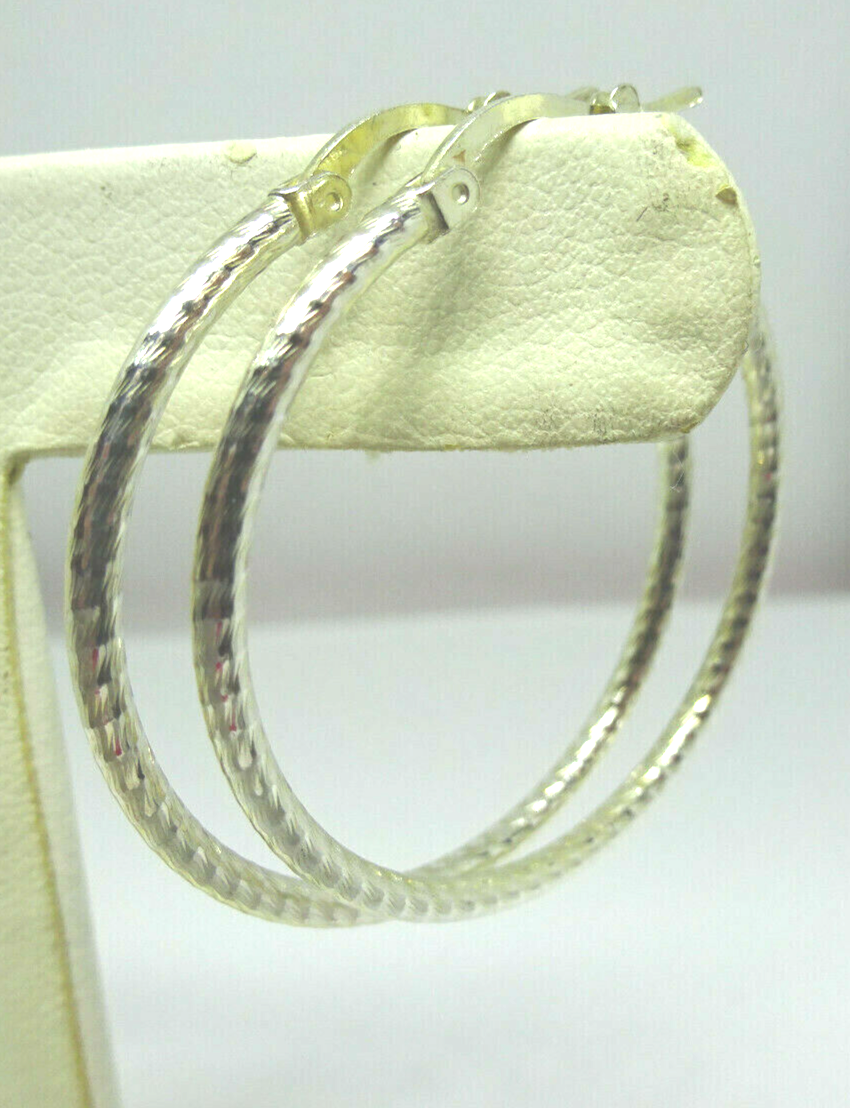 Italian Dia-Cut Hoop Earrings Sterling Silver