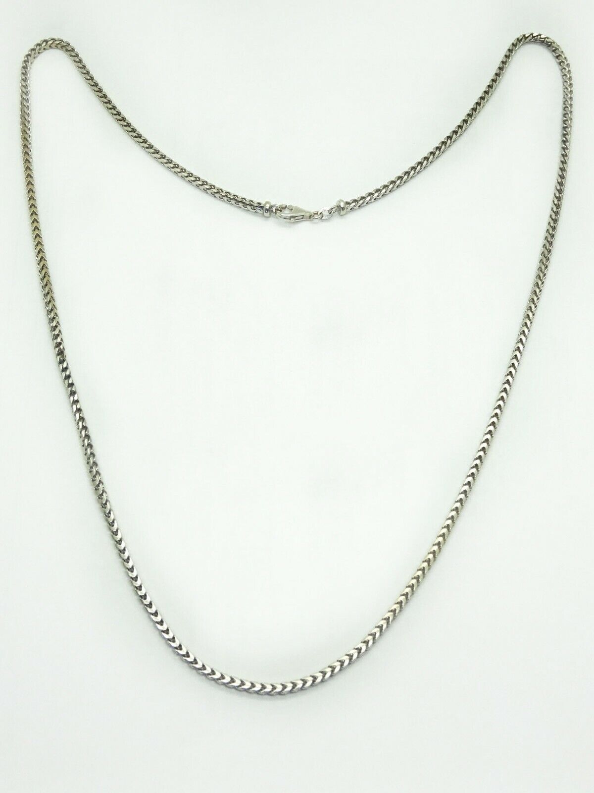 Extra Long 3mm Foxtail Link 14k White Gold Chain Necklace 28" 39.4 Grams