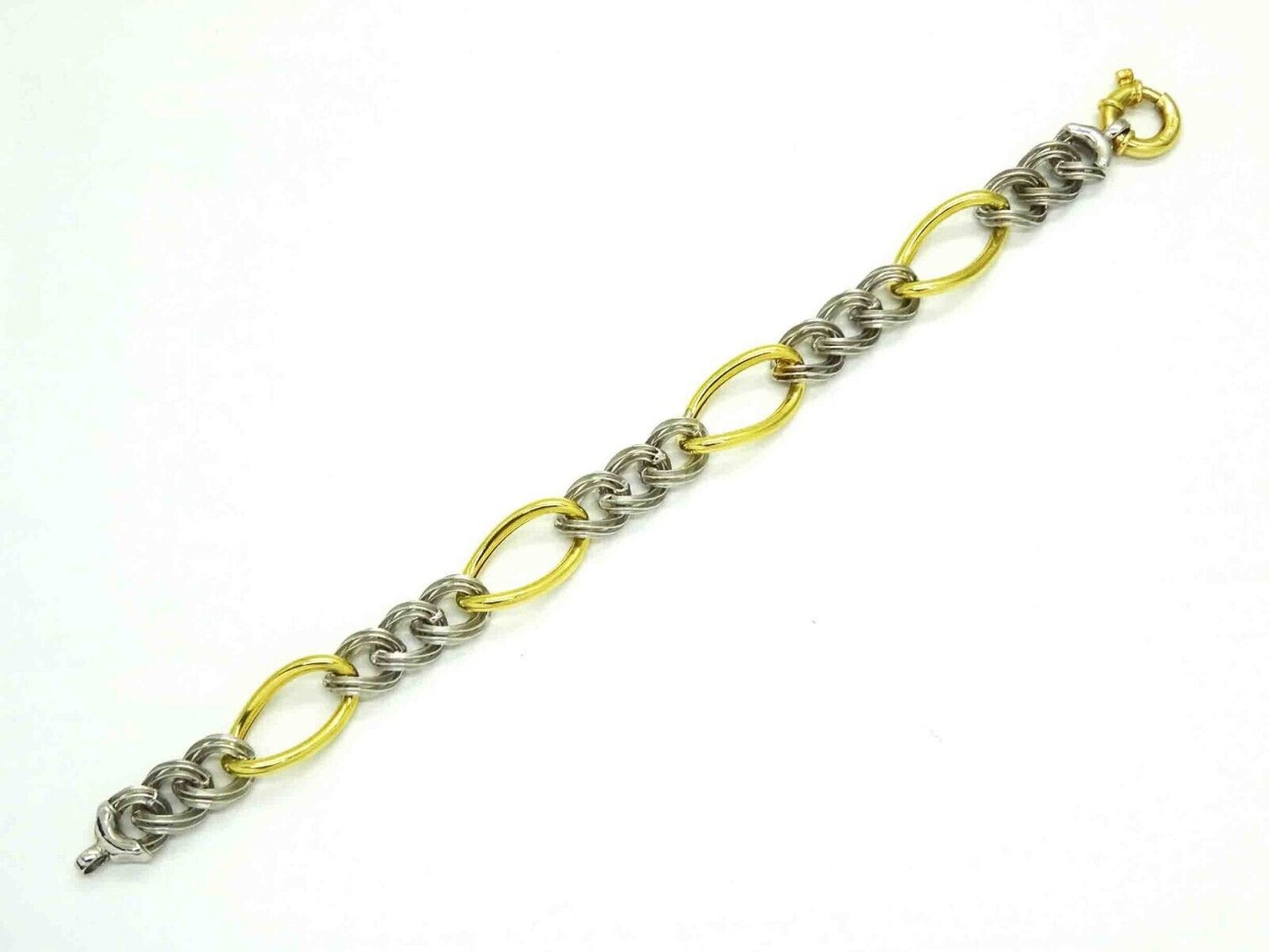 10-13mm Wide Men's Figaro Link Bracelet 14k Two-Tone Gold 8" Long 19.6 Grams