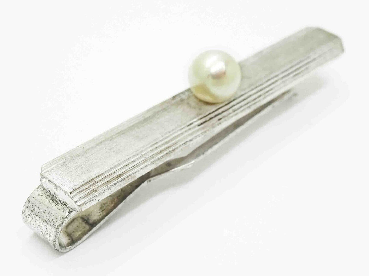 Mikimoto 6.5mm Wide Pearl Necktie Clip Sterling Silver