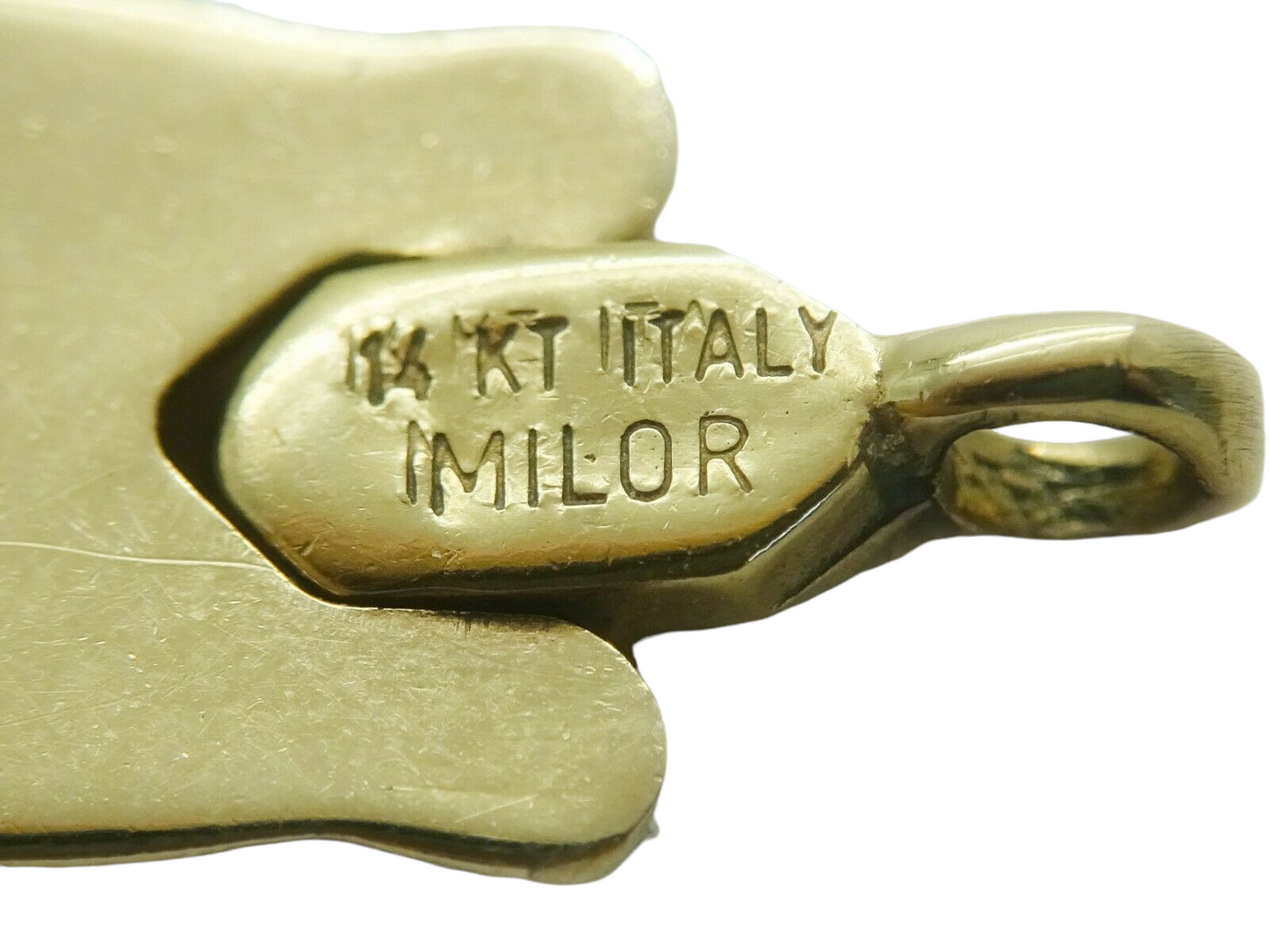 Milor Italy Fancy Interlocking 7mm Wide Link Bracelet 14k Gold