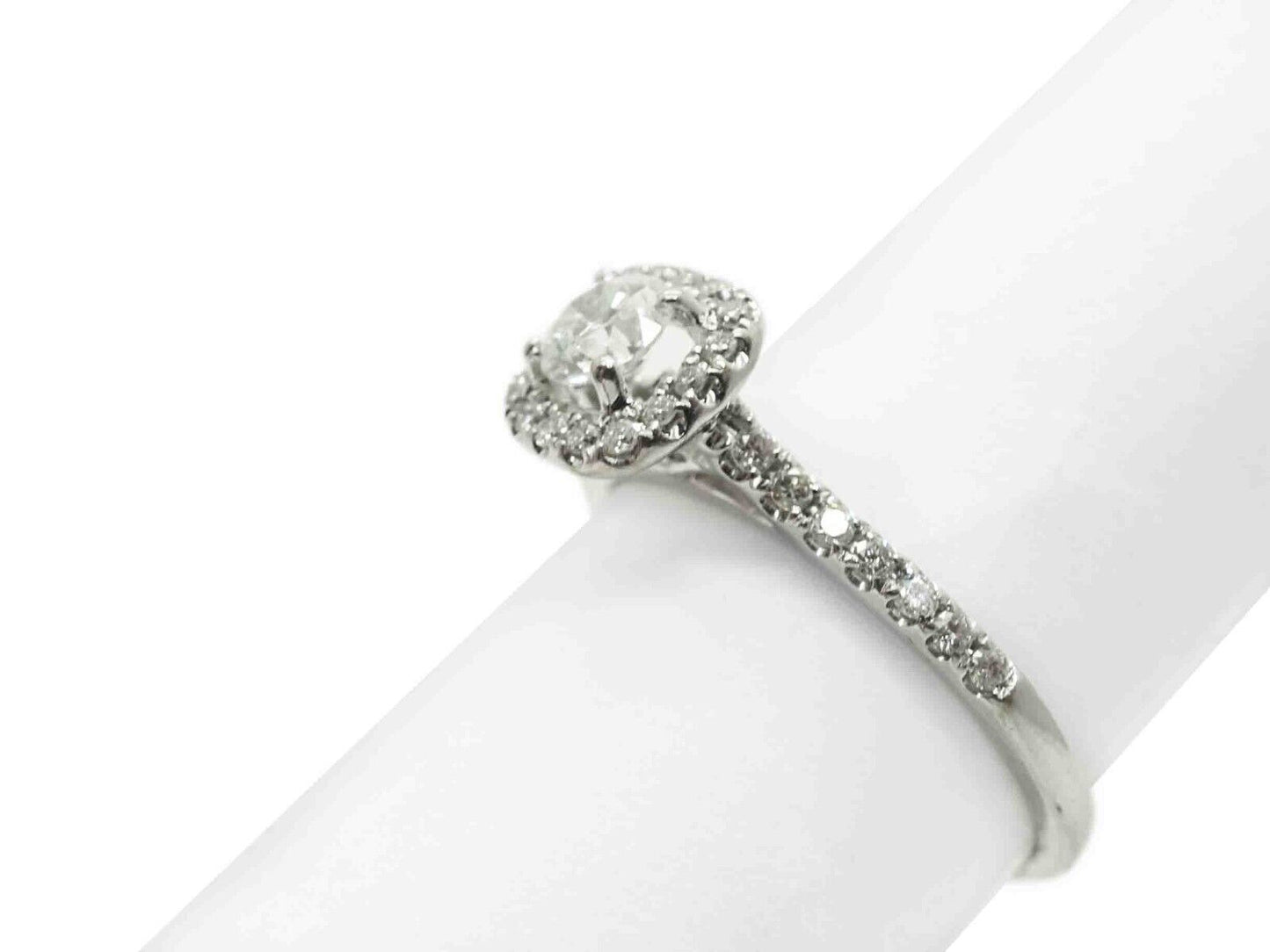 0.73ct tw Natural Diamond Halo Engagement Band Ring 10k White Gold Size 5.5