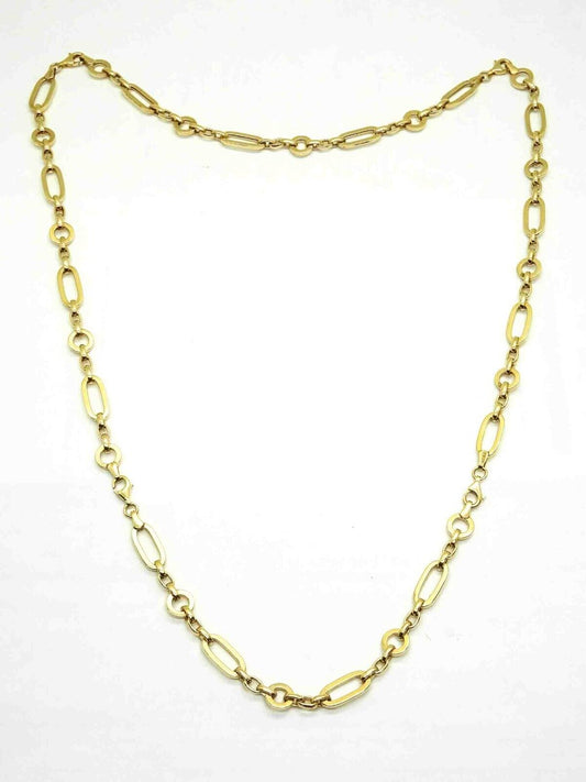 Custom-Made Round & Oval Link Chain Necklace 10k Gold 29" Long