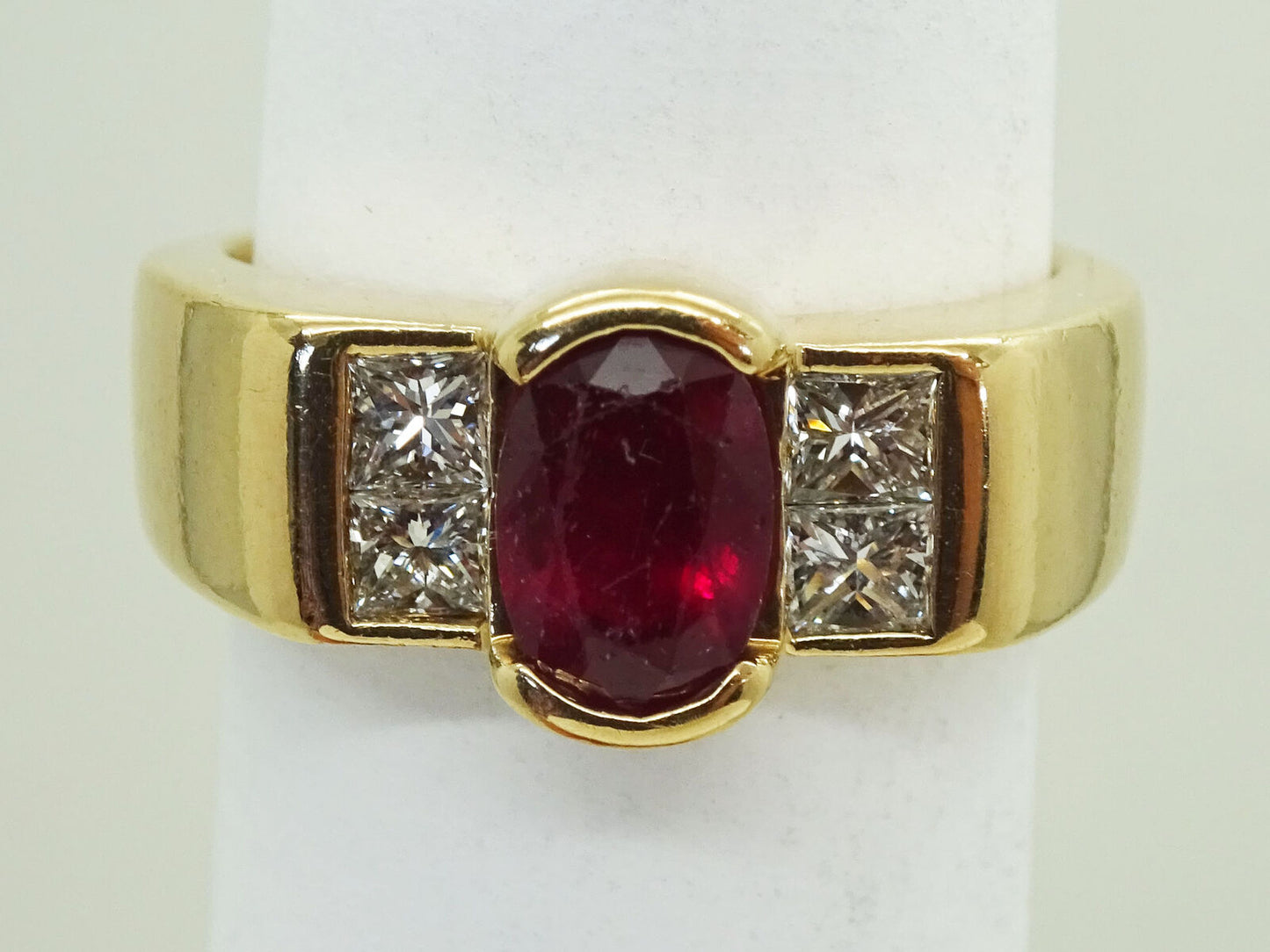 1.7ct tw Heat Treated Natural Ruby & Diamond Ring 14k Gold Size 5.5