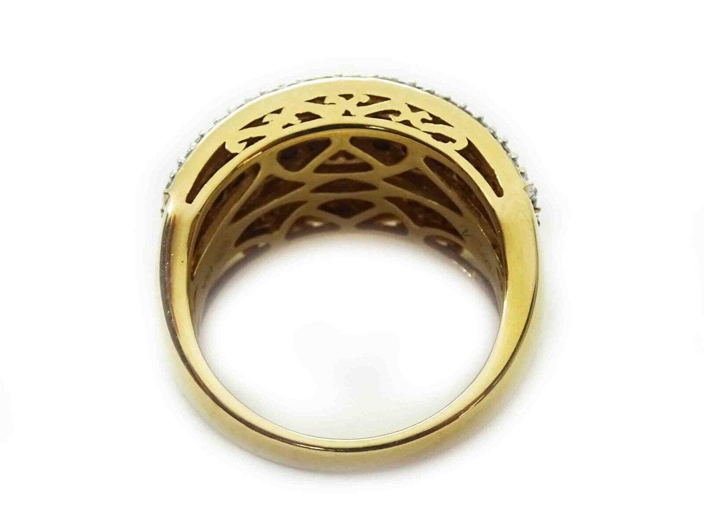 2ct tw Natural Chocolate & Vanilla Diamond Row Filigree Ring 14k Gold Size 6