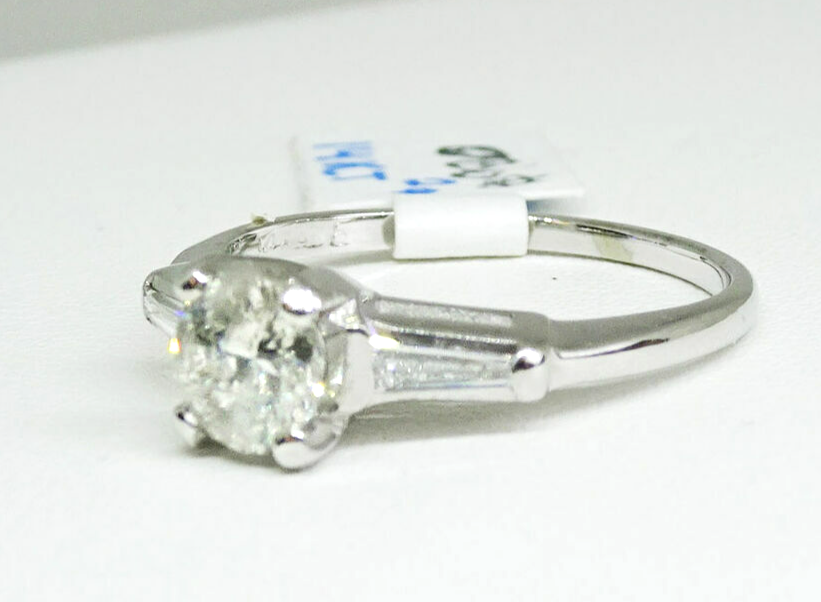 Estate Vintage 14k White Gold Diamond Engagement Ring, 0.80ct tw