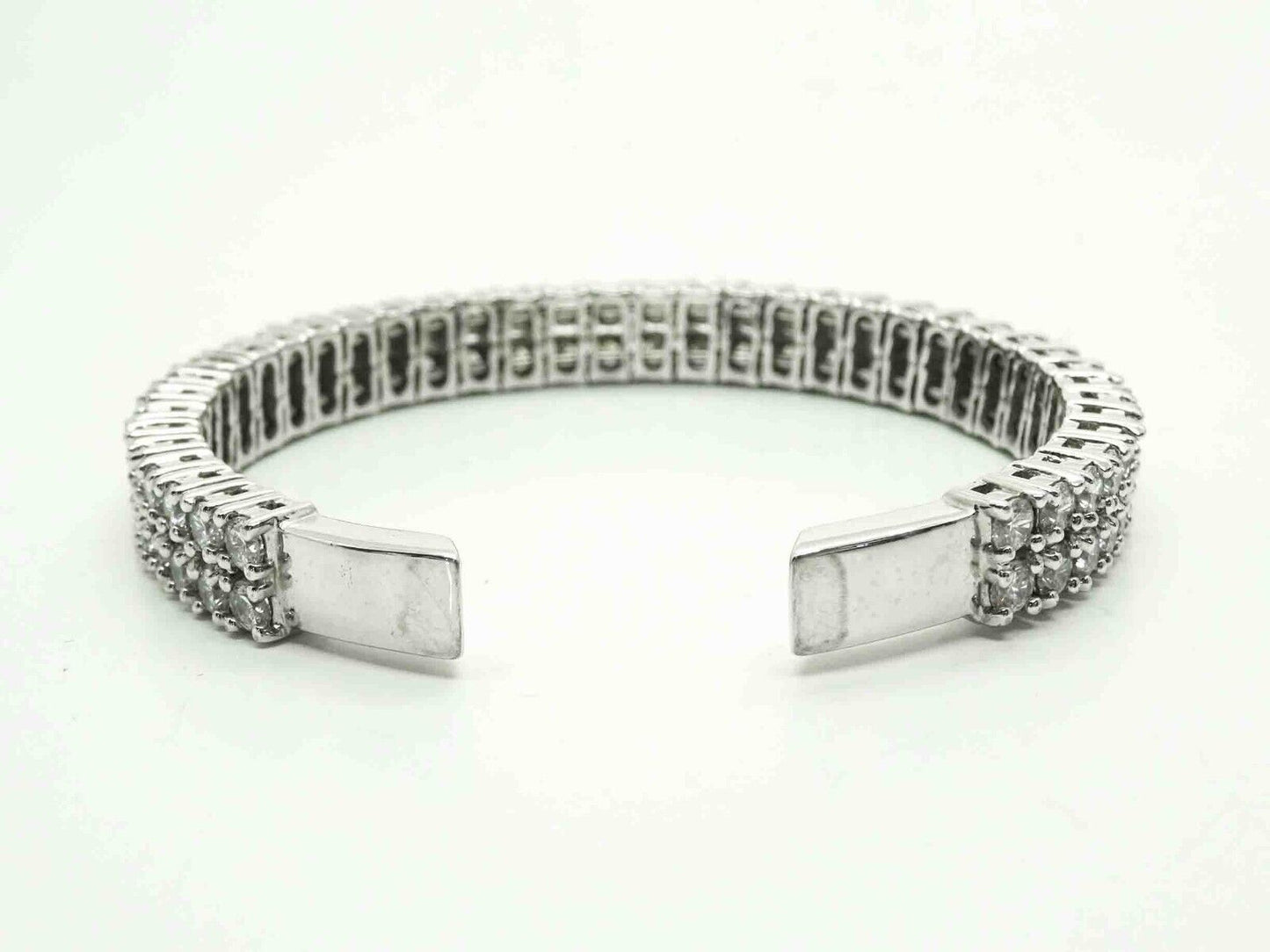 Flexible CZ 2-Row Cuff Bracelet Sterling Silver ADI