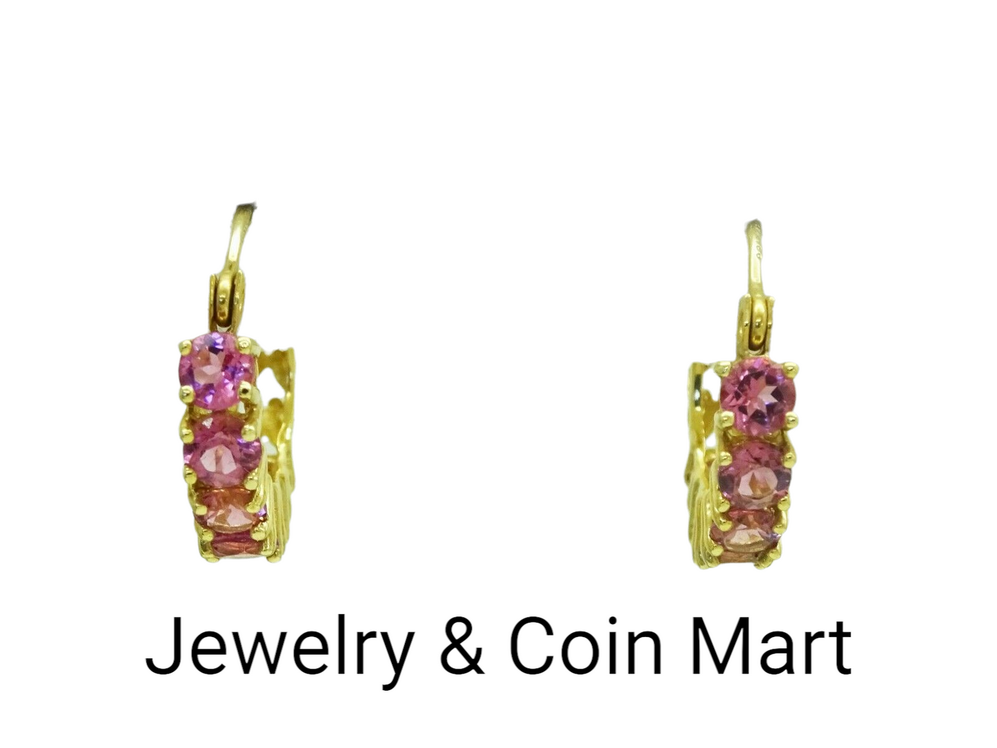 Pink Tourmaline Huggie Hoop Earrings 14k Gold Mexico