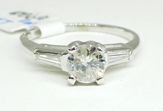 Estate Vintage 14k White Gold Diamond Engagement Ring, 0.80ct tw