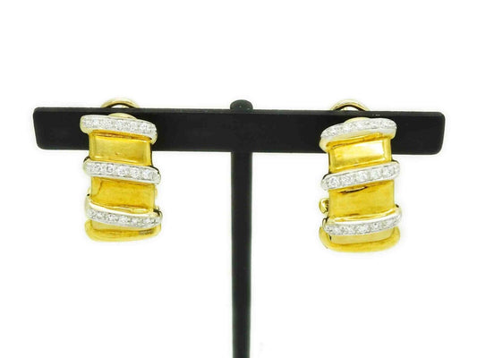 Vintage Roberto Coin 1ct tw Diamond 18k Hoop Earrings