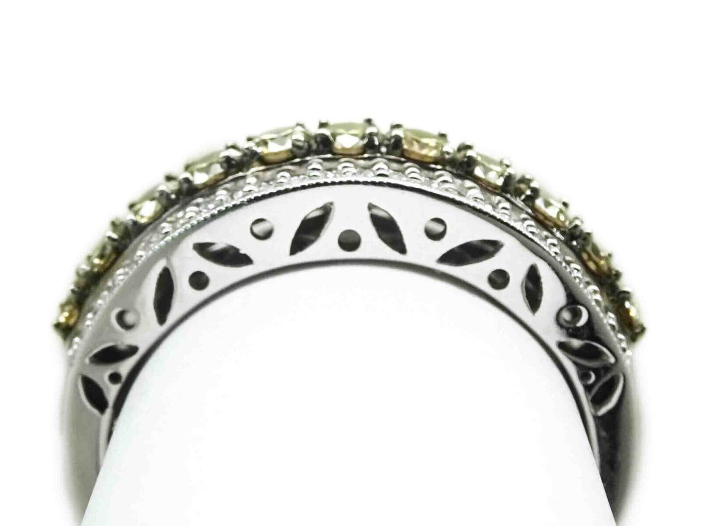 1.65ctw Chocolate & Vanilla Diamond Filigree Band Ring 14k White Gold Size 6.75