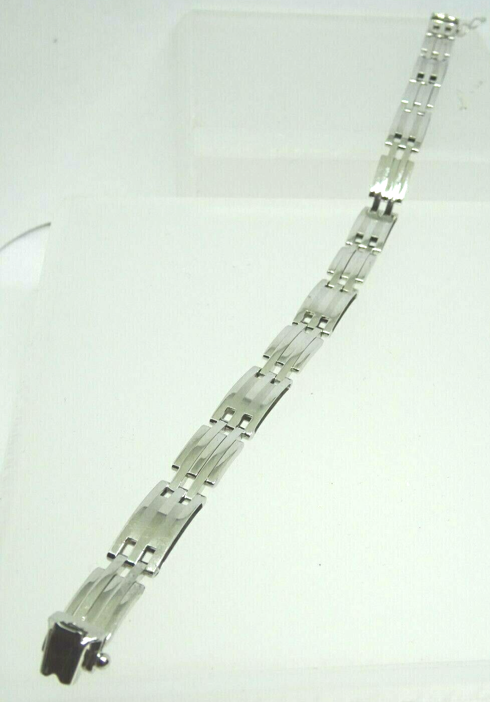 Real 14K White Gold Link Bracelet 8.25" Long Made in Italy