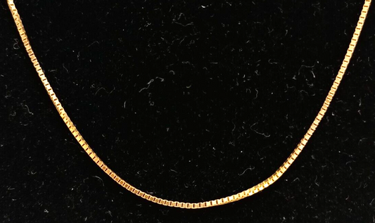 14k Yellow Gold 1mm Wide Box Chain Necklace 25'' Long, 4.6g