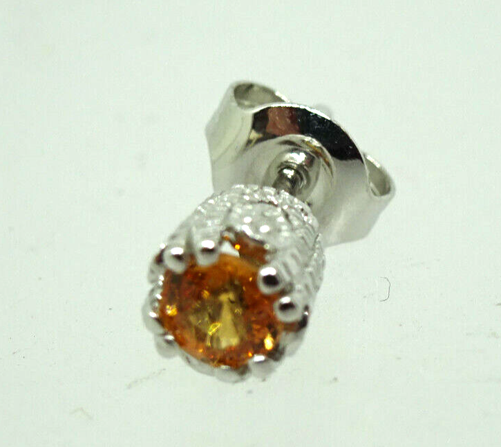 0.5ctw Natural Mandarin Citrine & Diamond Stud Earrings 10k White Gold