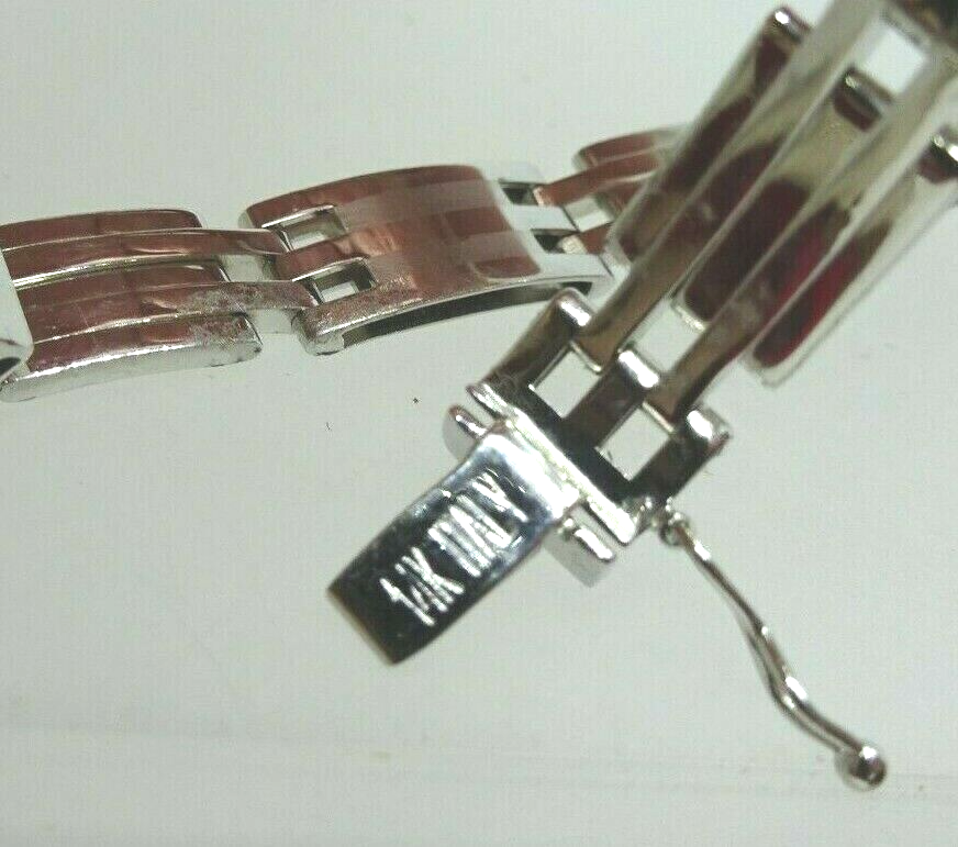 Real 14K White Gold Link Bracelet 8.25" Long Made in Italy