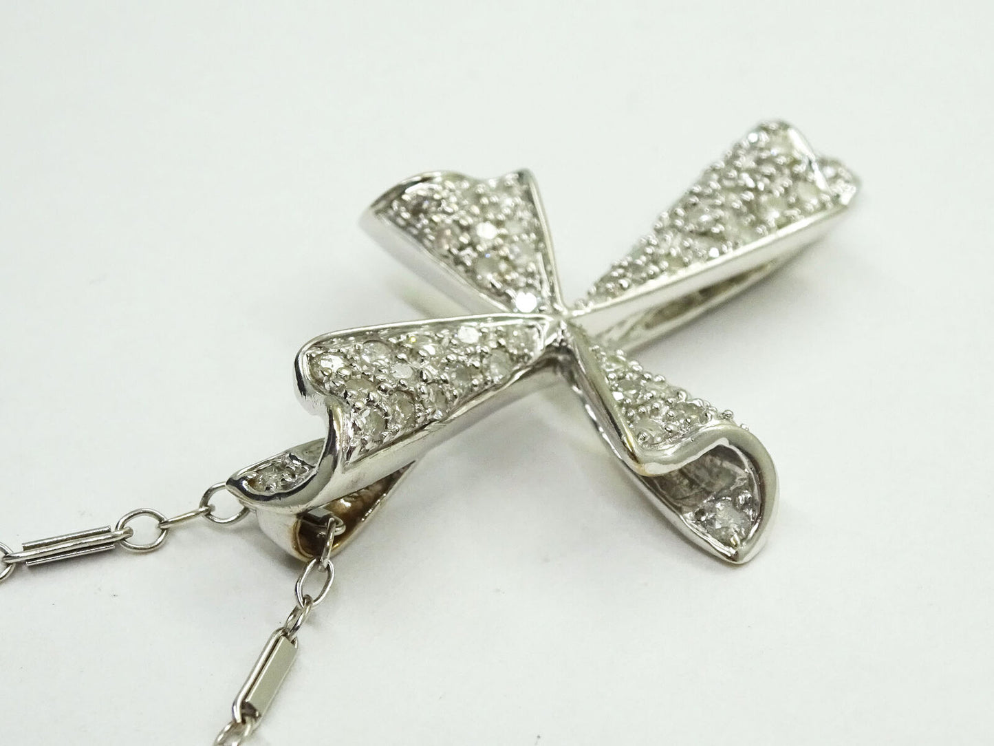 1ct Natural Diamond Pave Cross Pendant Chain Necklace 18" 14k White Gold