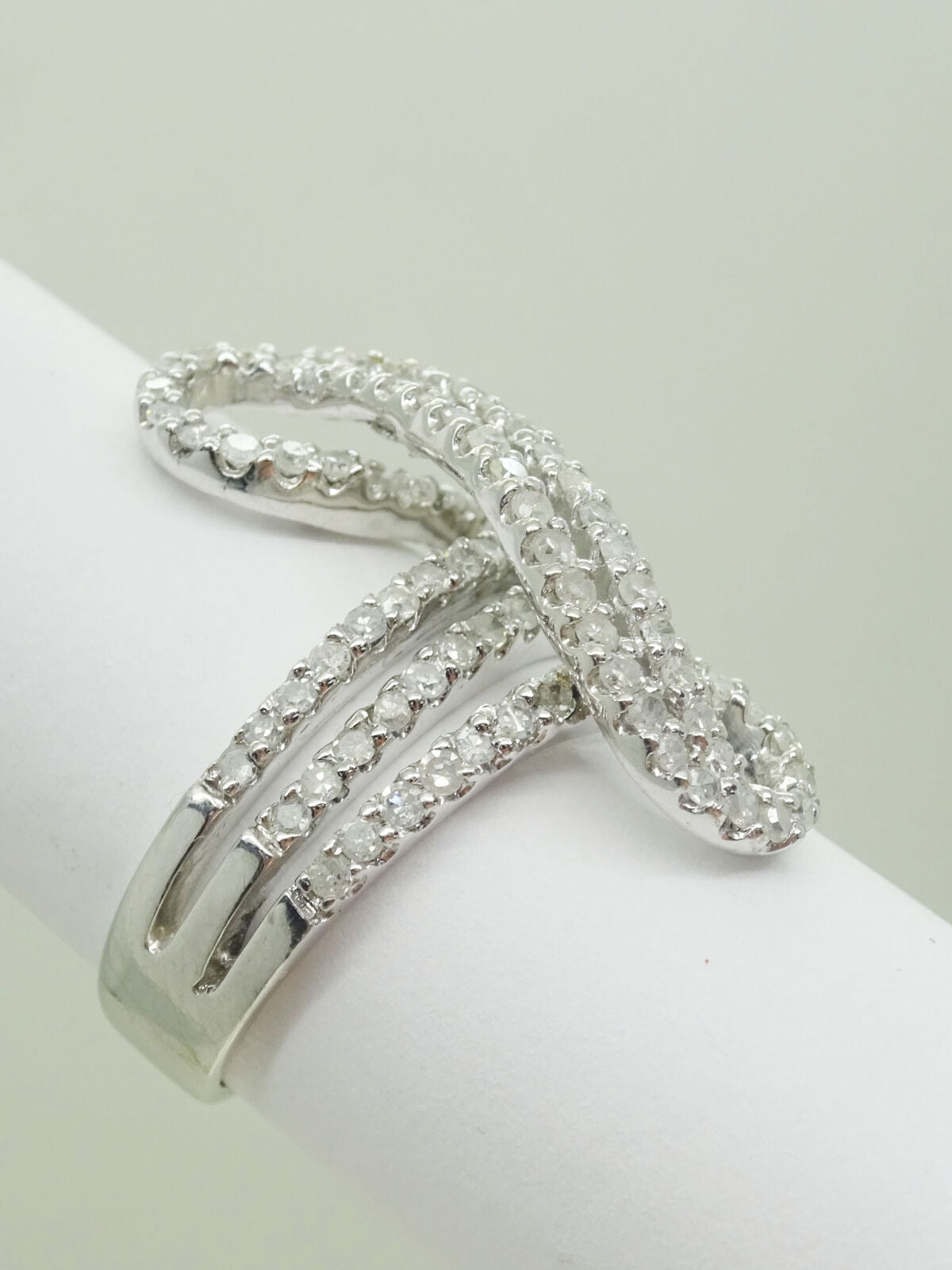 Ladies 1ct tw Natural Diamond Swirl Ring 14k White Gold Size 7.5