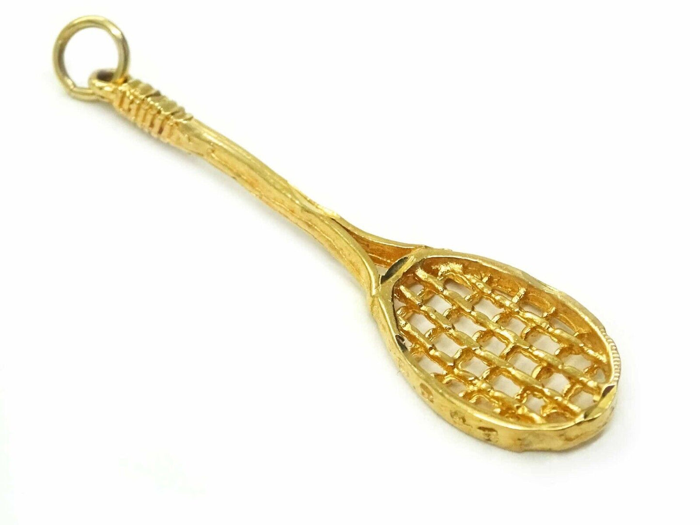 Vintage Tennis Racket Pendant 14k Solid Gold