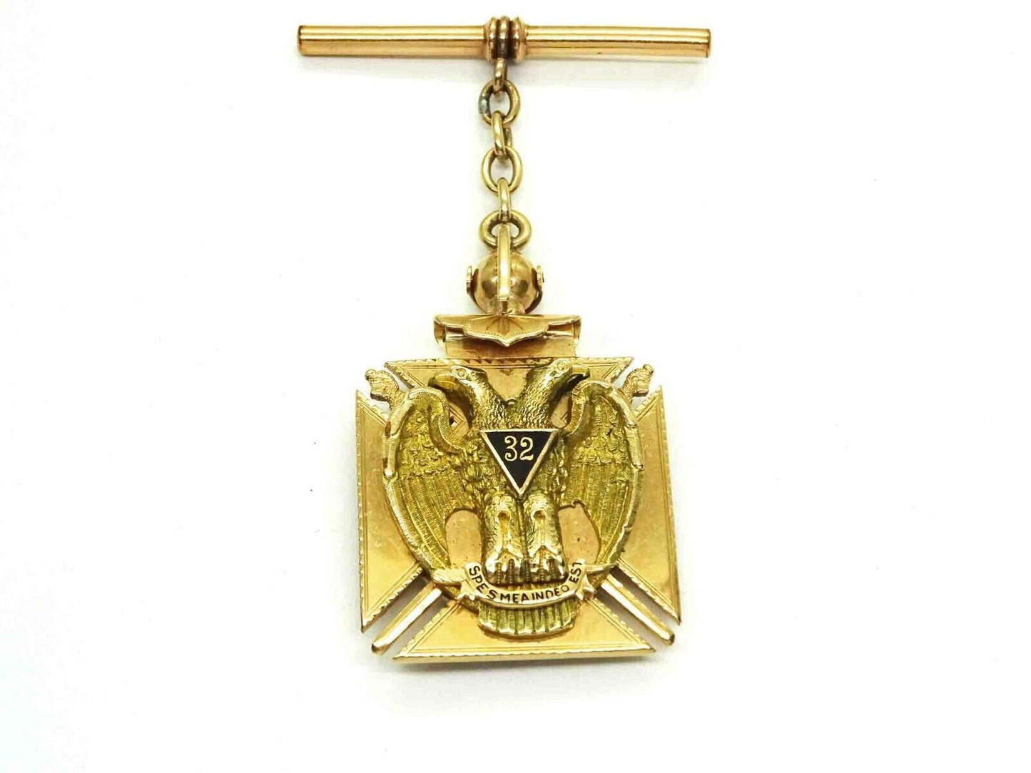 Estate Vintage Double Headed Eagle 32nd Degree Medallion & Fob 14k Gold