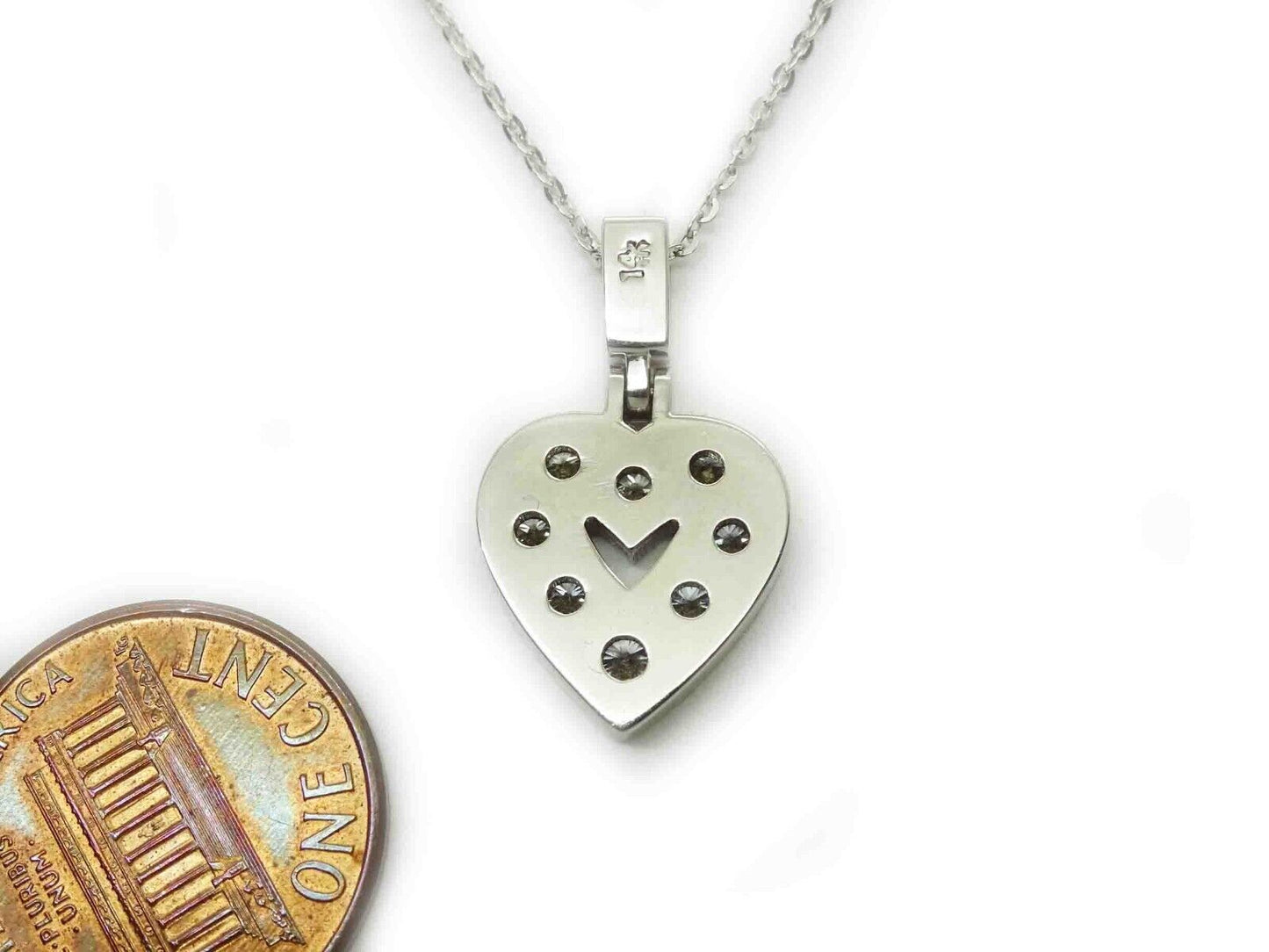 1ct tw Diamond Open Heart Pendant Necklace 14k White Gold