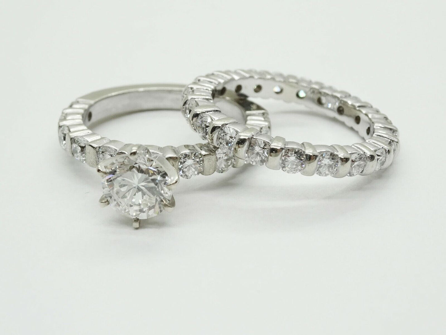 3.00ct tw Earth Mined Diamond Engagement Ring Set 14k White Gold Size 6.5