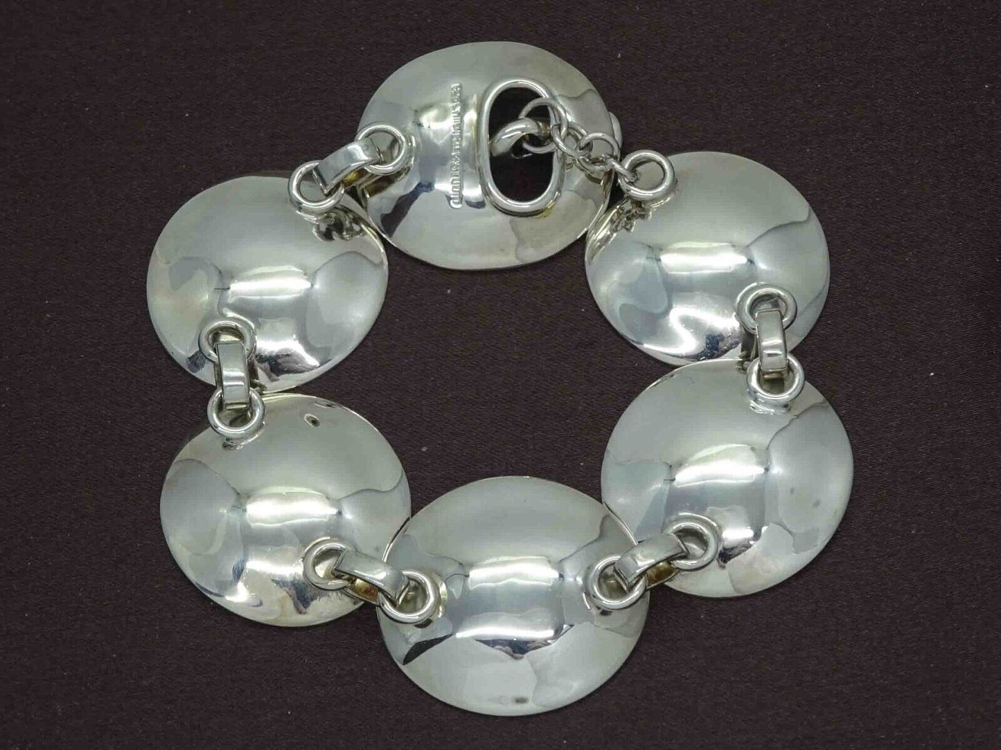 Robert Lee Morris RLM Designer Concave Disc Link Toggle Bracelet Sterling Silver