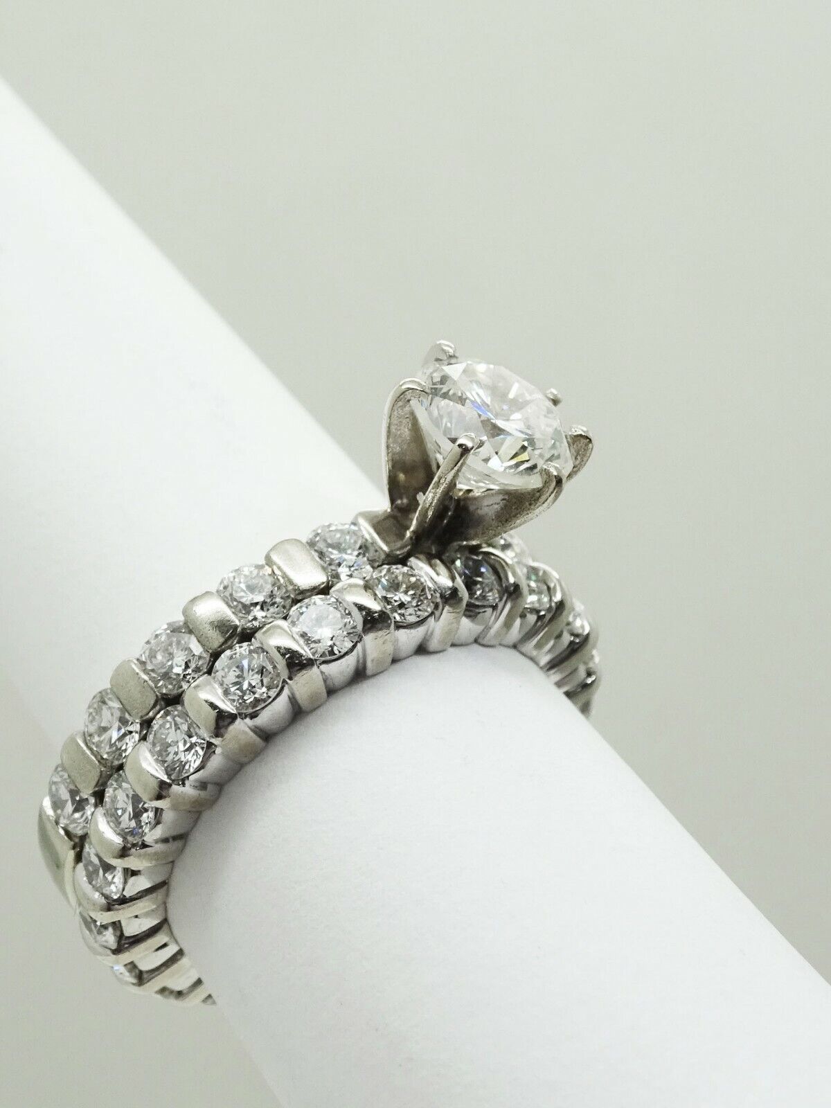 3.00ct tw Earth Mined Diamond Engagement Ring Set 14k White Gold Size 6.5