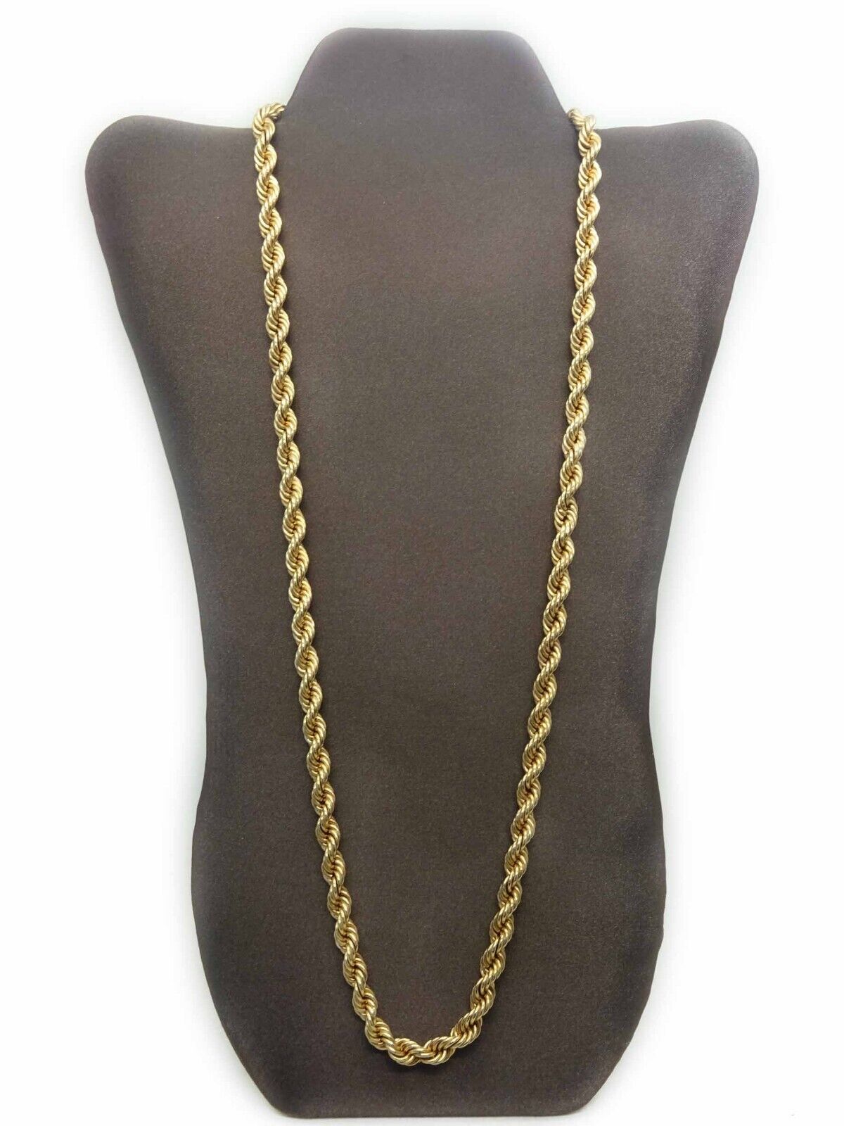 8mm Wide Rope Chain Necklace 14k Gold 29.5" Long 56.1 Grams