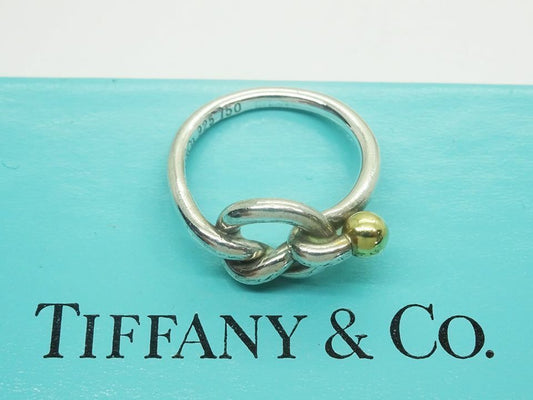 Tiffany & Co Love Knot 18k Gold & Sterling Silver Ring Size 4.5