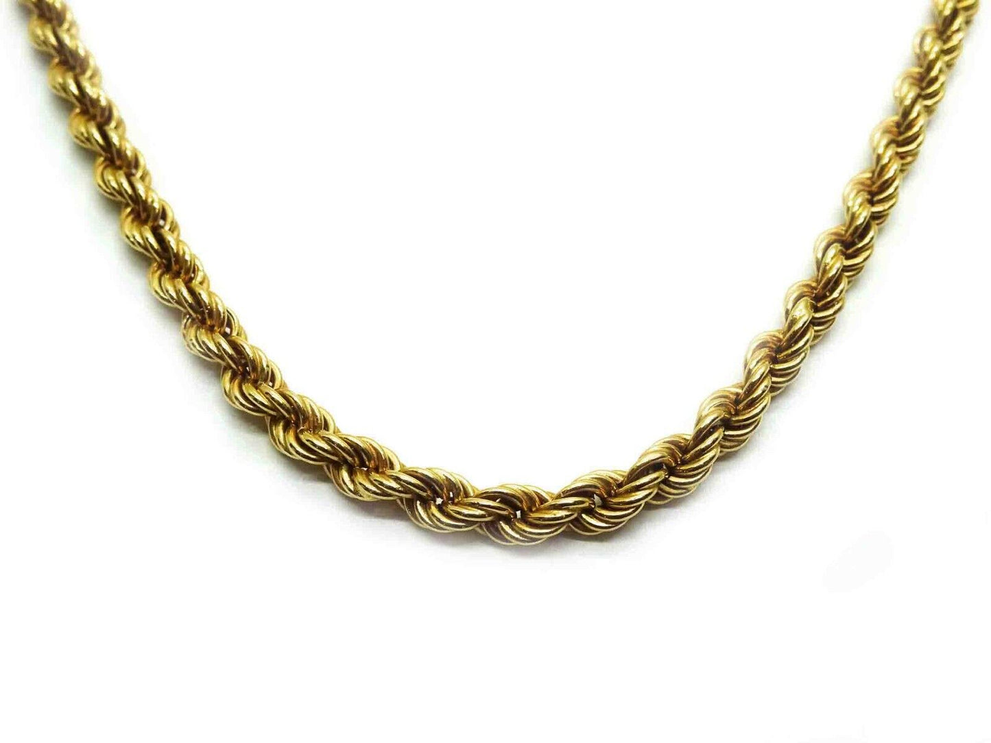 3.5mm Wide Italian Rope Chain Necklace 14k Gold 20" Long 10.7 Grams