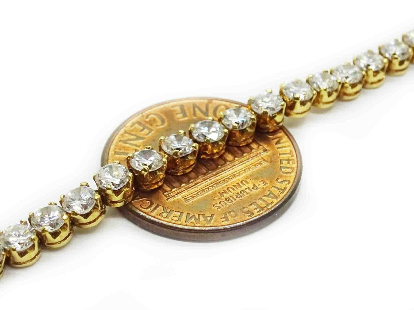 3.5mm Wide Round CZ Tennis Bracelet 14k Gold 7.25" Long 8.2 Grams