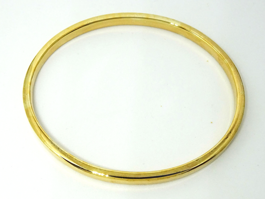 Thin Oval Sterling Silver Vermeil Bangle Bracelet 7.5"