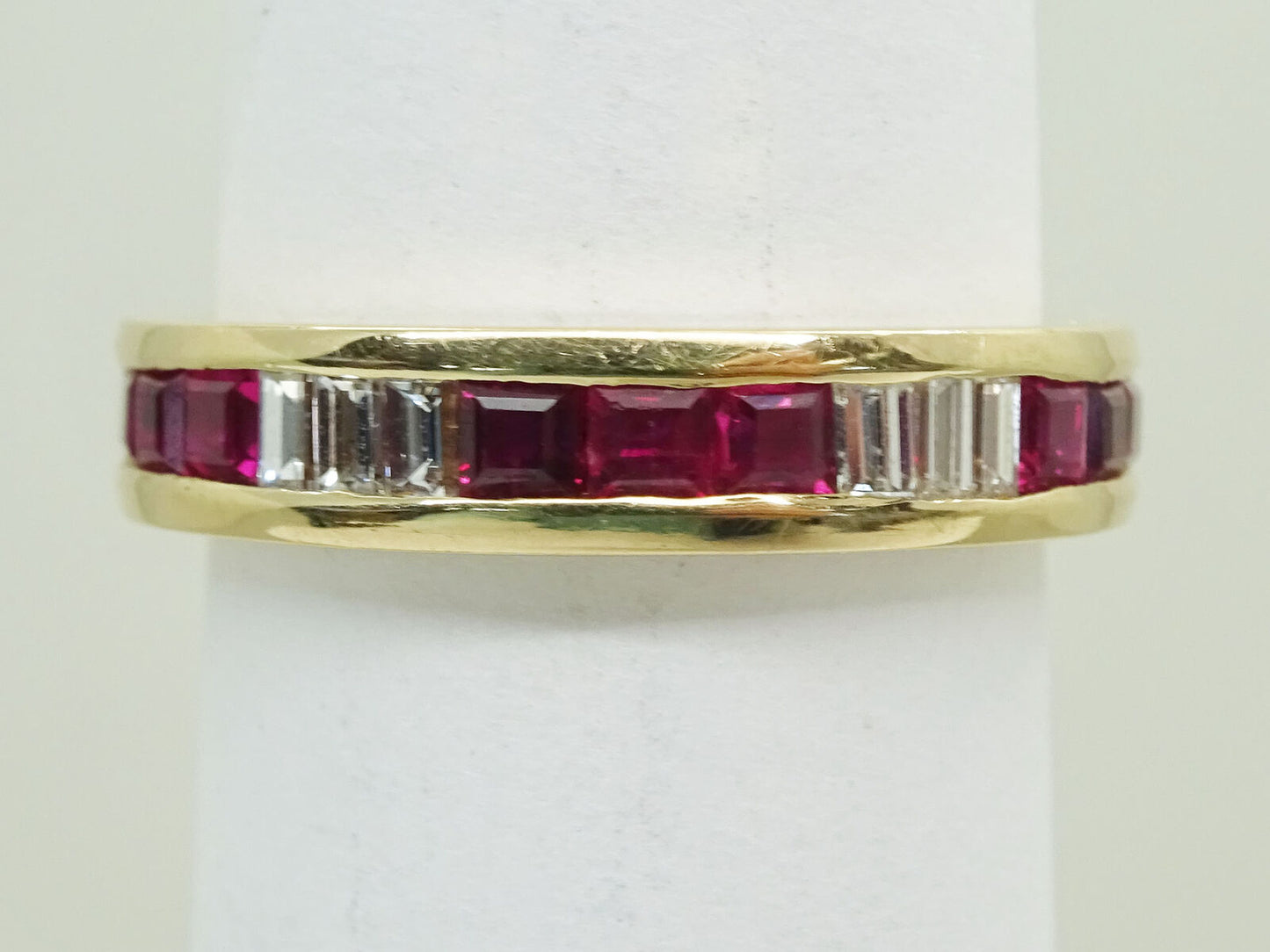 Natural 0.36ct tw Ruby & Diamond Band Ring 14k Gold Size 5 Gemworld