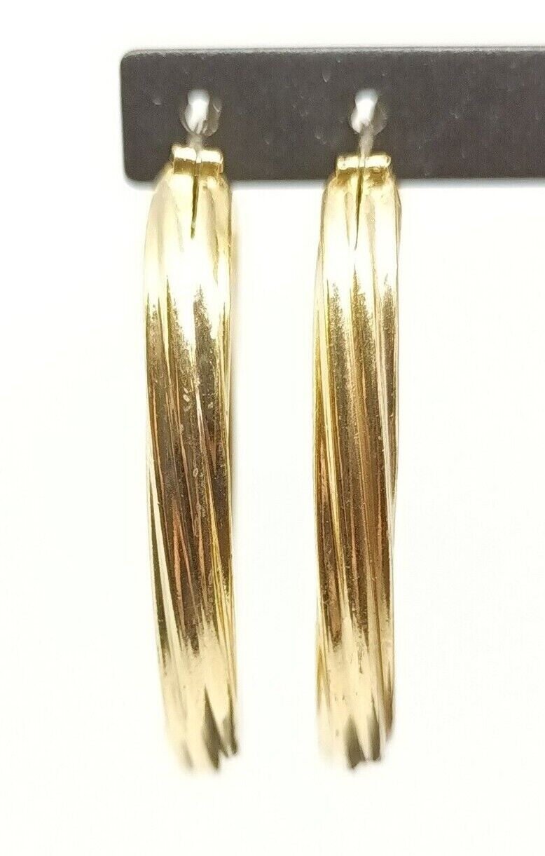 14k Yellow Gold Shrimp Hoop Earrings 10.7grams, 1.5'' Long, 1.25'' Wide