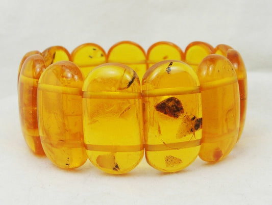 Estate Handcrafted Honey Baltic Amber Round Link Stretch Bracelet