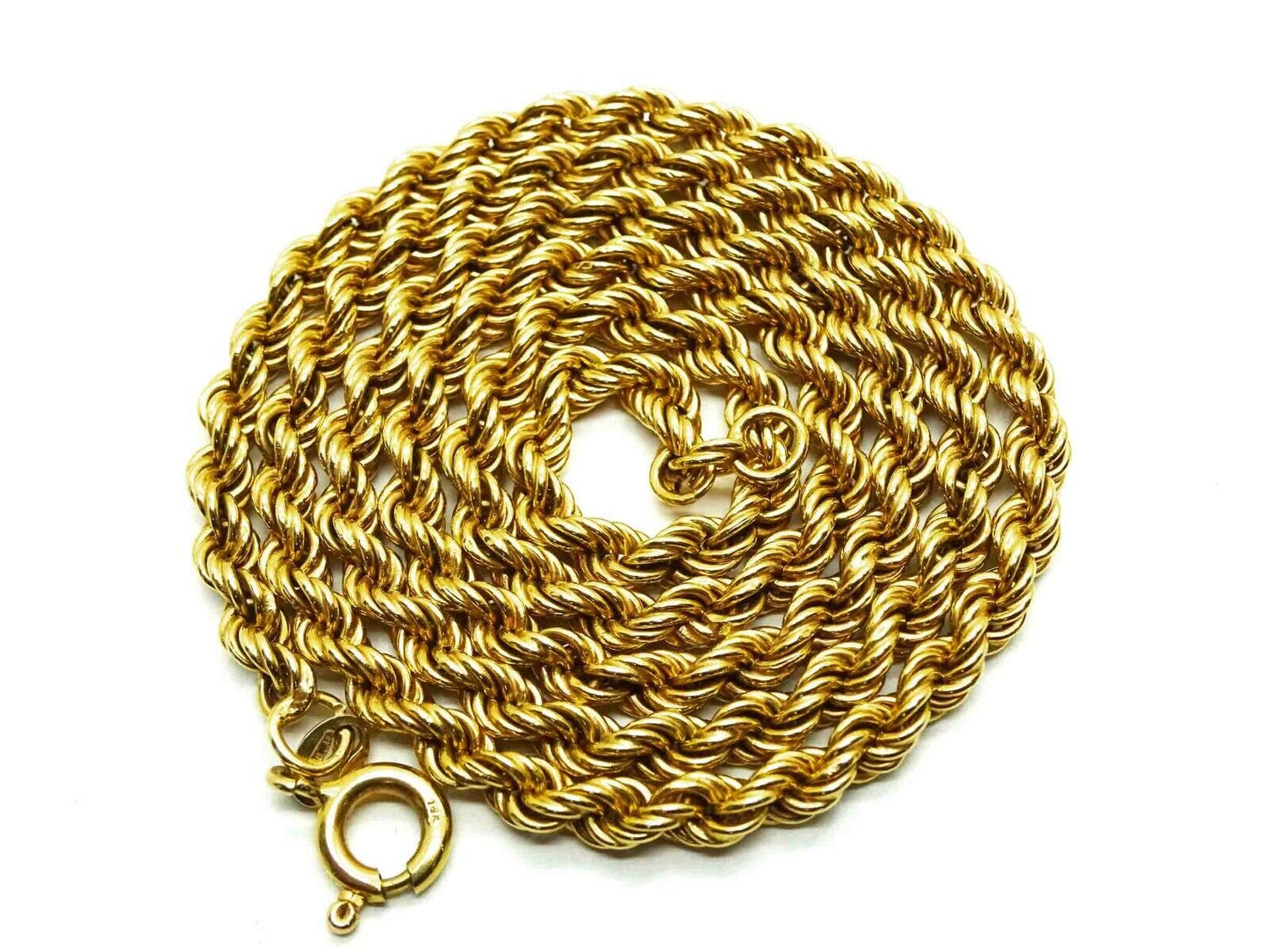 3.5mm Wide Italian Rope Chain Necklace 14k Gold 20" Long 10.7 Grams