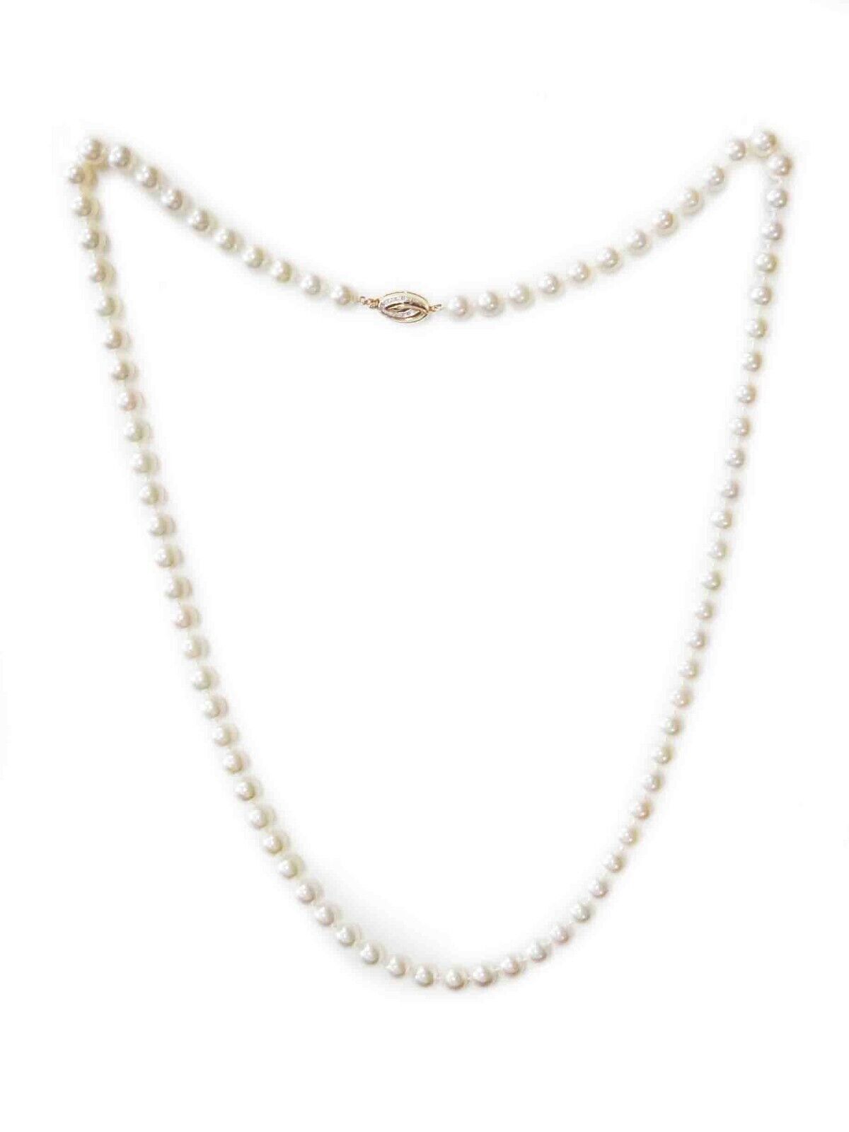 GIA Certified 8.5-9mm Cultured Saltwater Pearl Bead Necklace 14k Gold Clasp