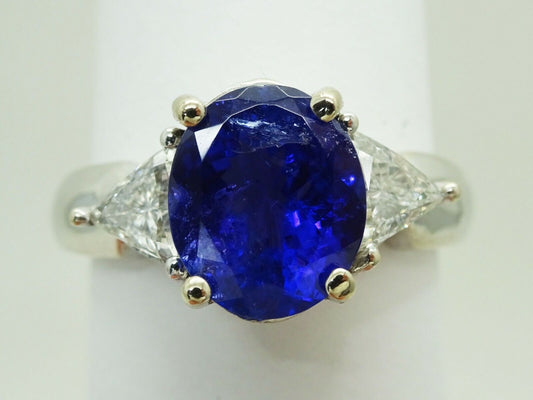 4.71ct Natural Tanzanite & Earth Mined Diamond Ring solid 14k  Gold Size 11.25