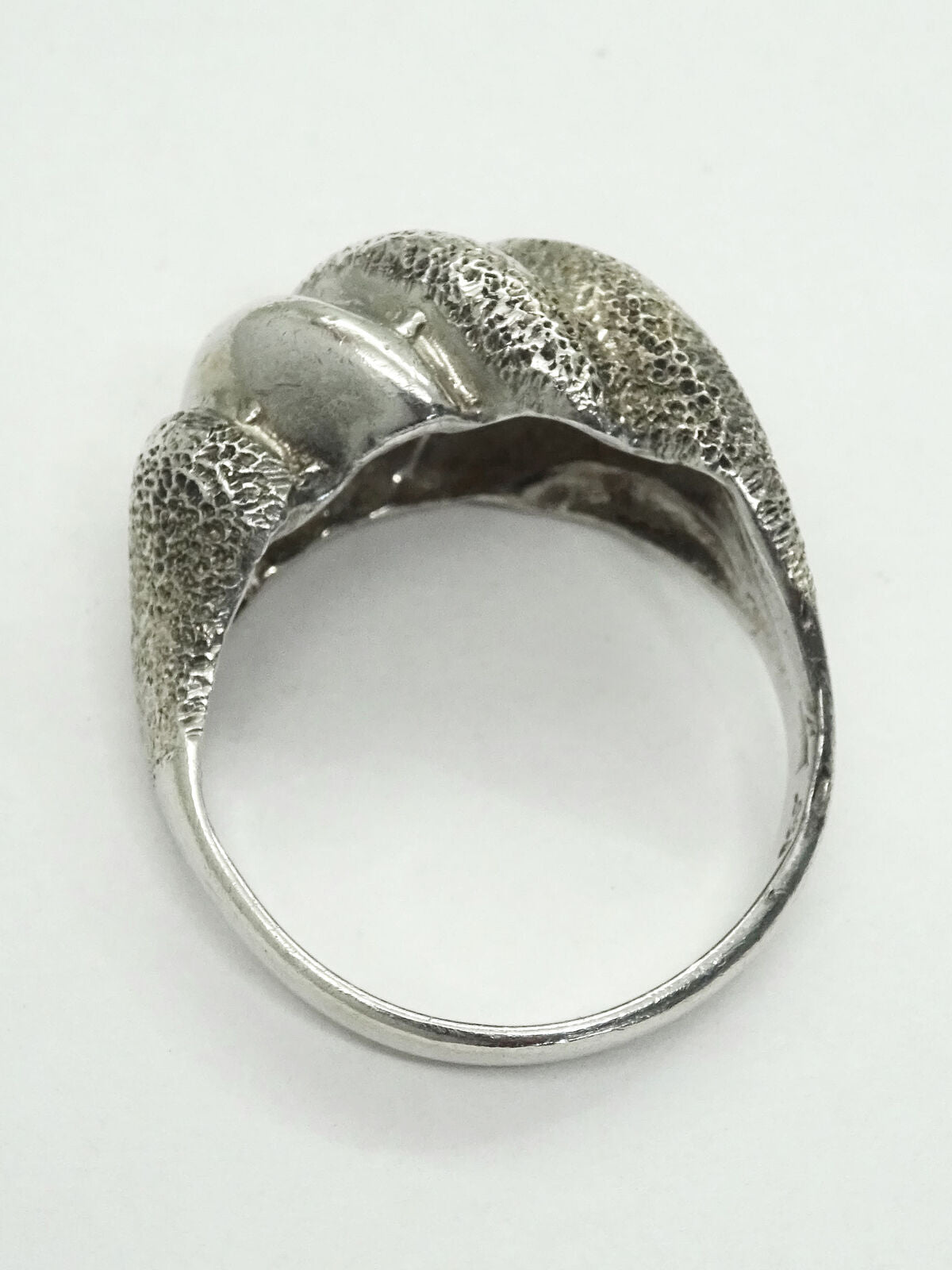 Swirl Dome Textured Sterling Silver Ring Size 6.75