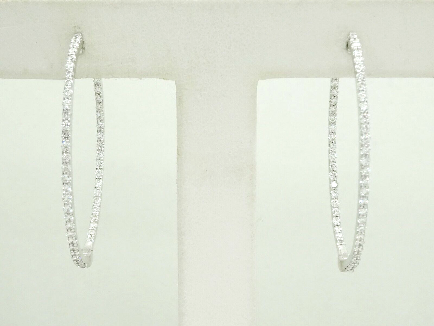 2.20ct tw Diamond Inside Out Hoop Earrings 18k White Gold Moda Fina Designer