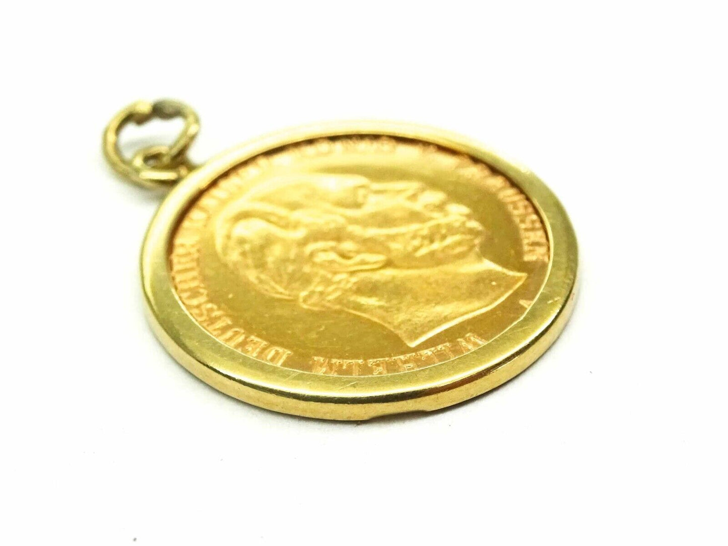 Gold 1877 Wilhelm Deutscher Kaiser Konig V. Preussen 5 Mark Coin Pendant